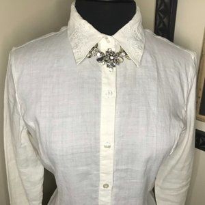 Emma James (A Liz Claiborne Company) White Long Sleeve Dress Shirt (Size 6)